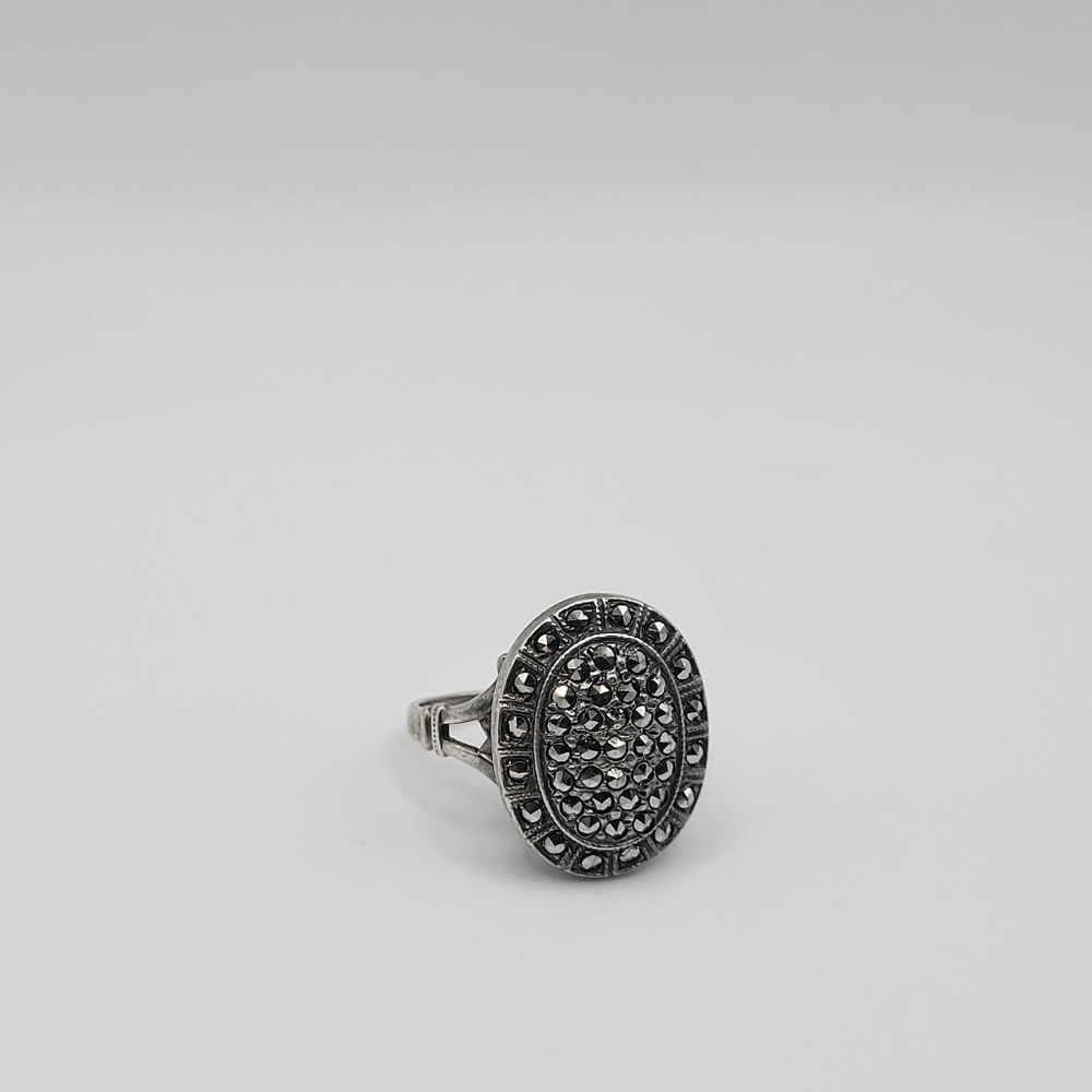 Breathtaking Vintage Sterling Silver Ring with Clustered Marcasites by Theda